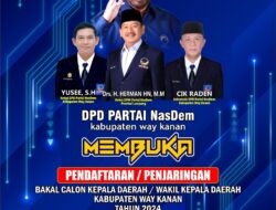 DPD Partai Nasdem buka pendaftaran Bakal Calon Bupati dan Wakil Bupati Kabupaten Way Kanan Tahun 2024