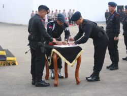 Dansat Brimob Lampung Pimpin Upacara Pengukuhan Dan Sertijab Jabatan PJU Sat Brimob