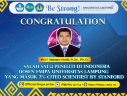 Dosen Unila Masuk Peneliti Top 2% Dunia