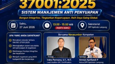 DPP APKLINDO Lampung Gelar Awareness Training ISO 37001 dalam Rangka HUT ke-41