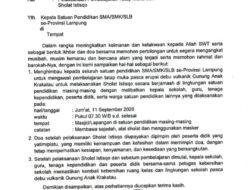 Pascaerupsi GAK, Disdikbud Lampung Imbau SMA/SMK/SLB Gelar Salat Istisqa dan Kembali Pembelajaran Tatap Muka