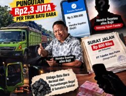 Dugaan Pungli Rp2,3 Juta per Truk Batu Bara, Transfer Disebut Masuk Rekening Hendra Bajil